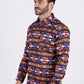 Men's Cotton Navy Aztec Digital Print Dress Shirt