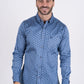 Men's Cotton Blue Aztec Digital Print Dress Shirt