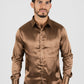 Men's Satin Brown Dress Shirt