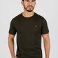 Mens Rooster Chest Embroidery Olive T-shirt