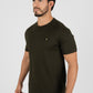 Mens Rooster Chest Embroidery Olive T-shirt