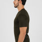 Mens Rooster Chest Embroidery Olive T-shirt