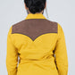 Ladies Cotton Mustard Embroidery Western Shirt With Suede