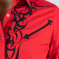 Ladies Cotton Red Embroidery Western Shirt