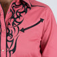 Ladies Cotton Pink Embroidery Western Shirt