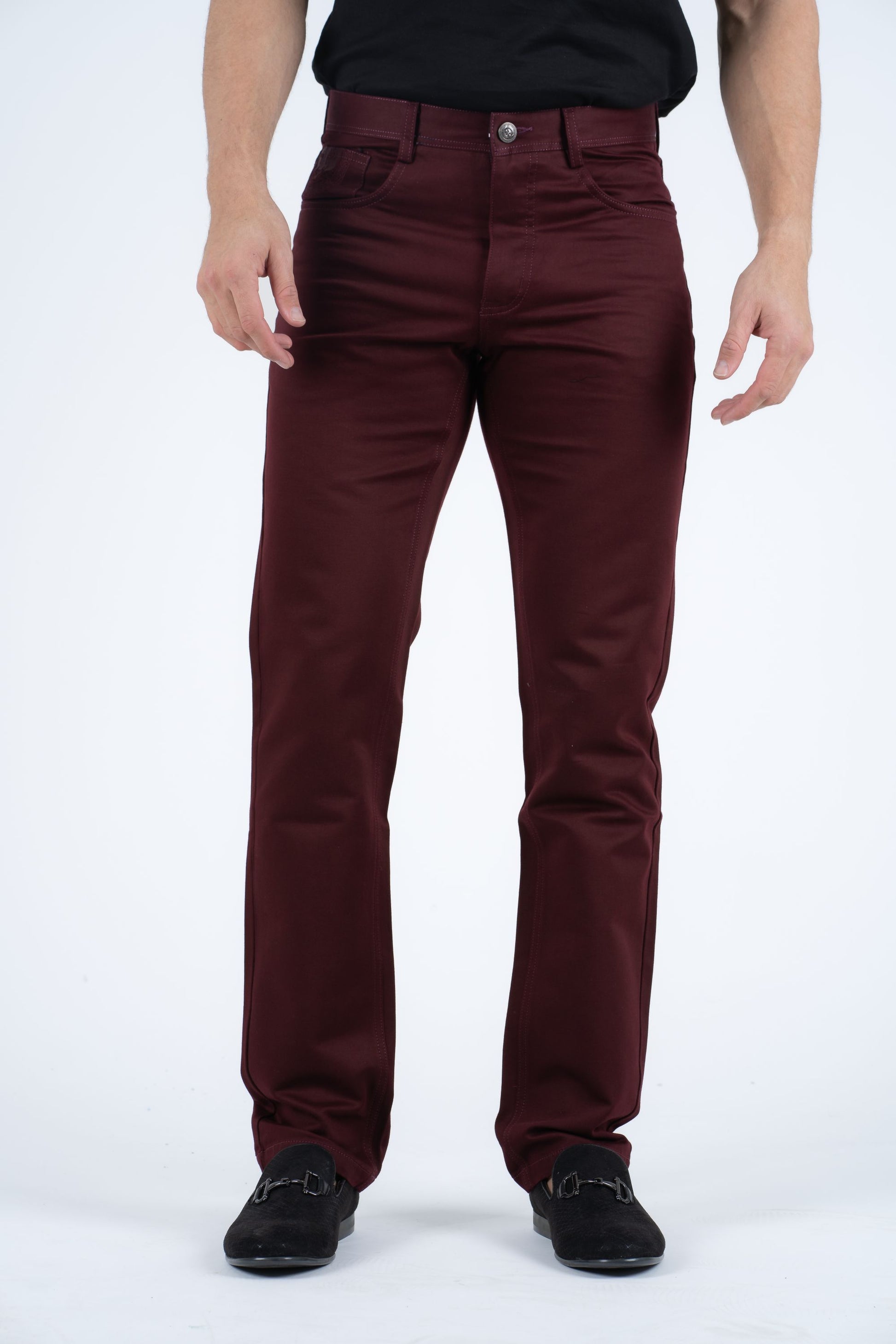 Slade Men's Burgundy Relaxed Fit Stretch Pants – Platini Fashion