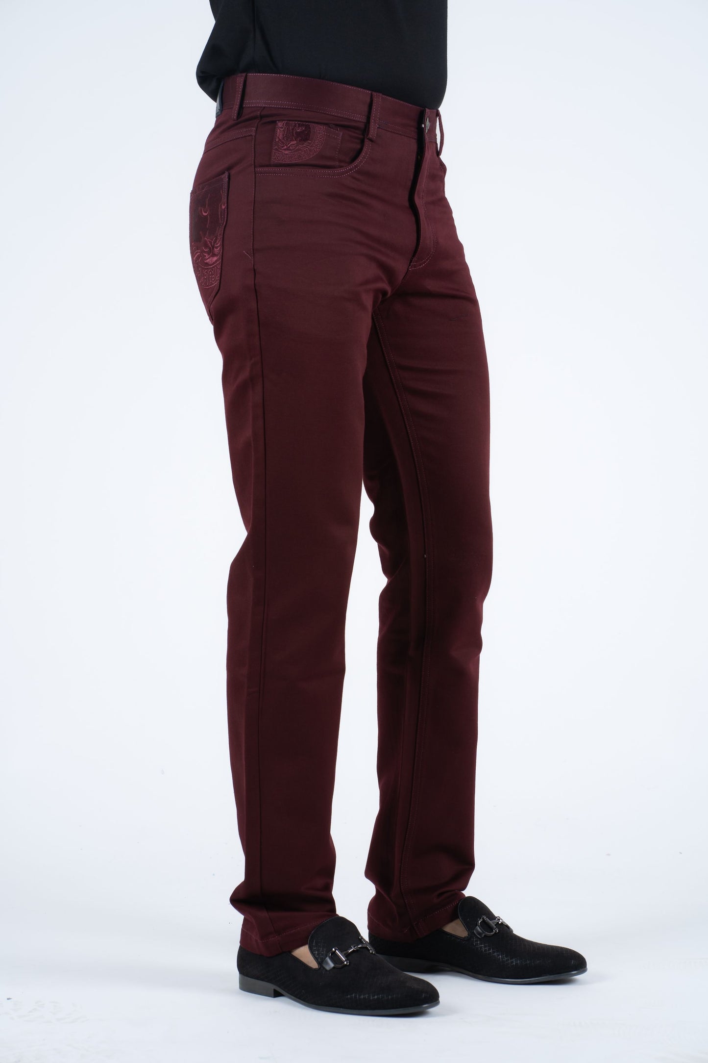 Slade Men's Burgundy Relaxed Fit Stretch Pants