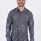 Mens Modern Fit Stretch Foiled Shirt - Gray