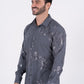 Mens Modern Fit Stretch Foiled Shirt - Gray