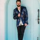 Men's Double Button Navy Woven Printed Blazer