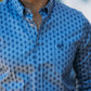 Men's Cotton Blue Aztec Digital Print Dress Shirt