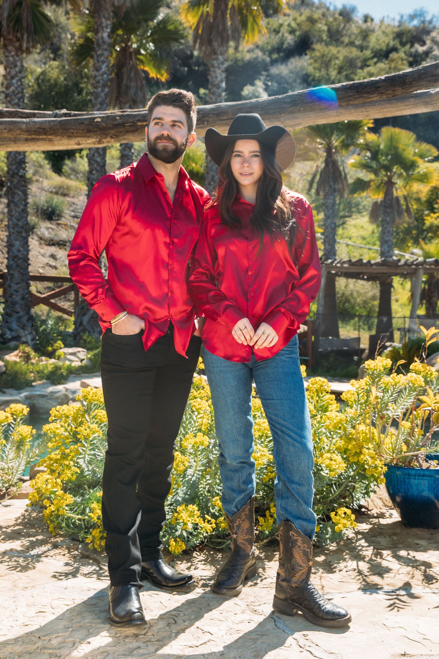 Men's Satin Red Dress Shirt
