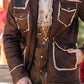 Men's Brown Suede Jacket w/ Faux Shearling-lined