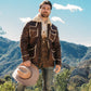 Men's Brown Suede Jacket w/ Faux Shearling-lined