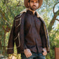 Men's Brown Suede Jacket w/ Faux Shearling-lined