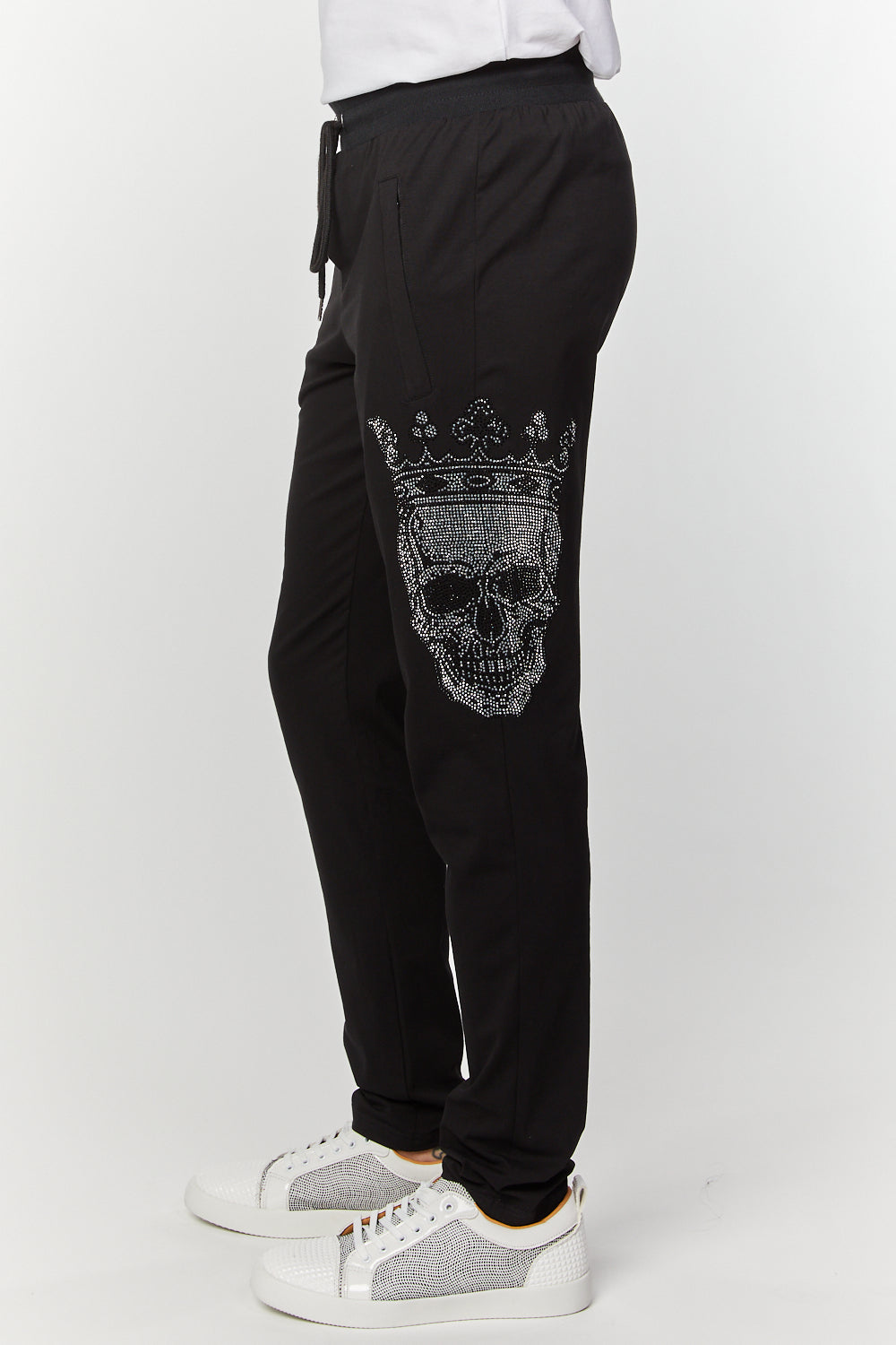 Men's Rhinestones Skull Slim Fit Sweatpants