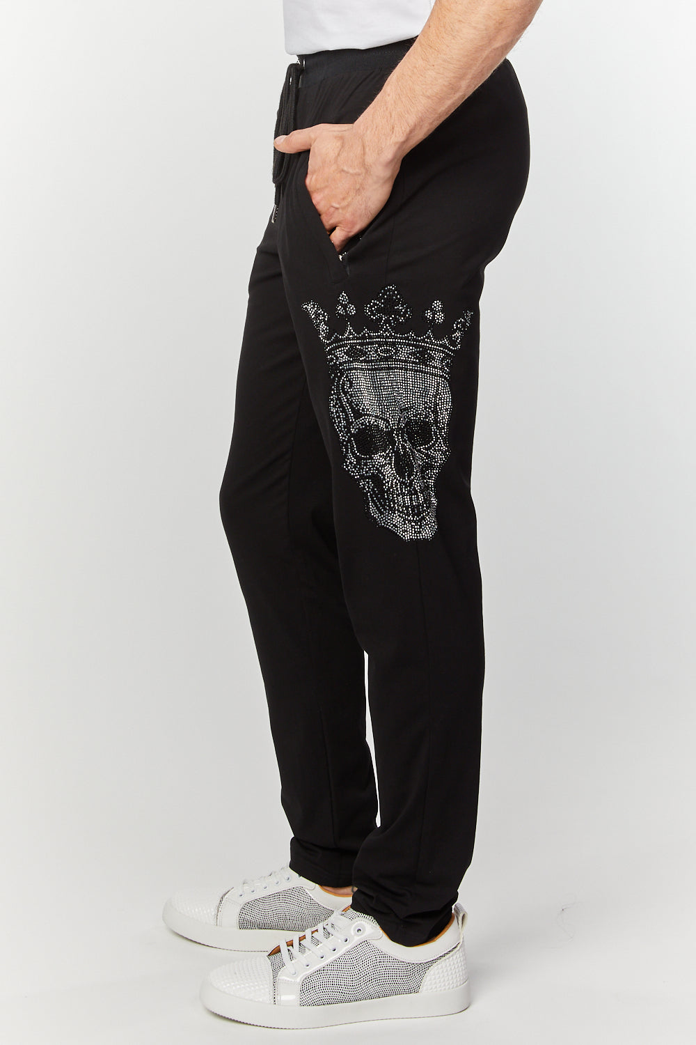 firkant halvkugle Blænding Men's Rhinestones Skull Slim Fit Sweatpants – Platini Fashion