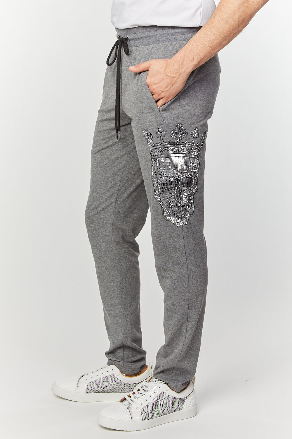 Men's Rhinestones Skull Slim Fit Sweatpants