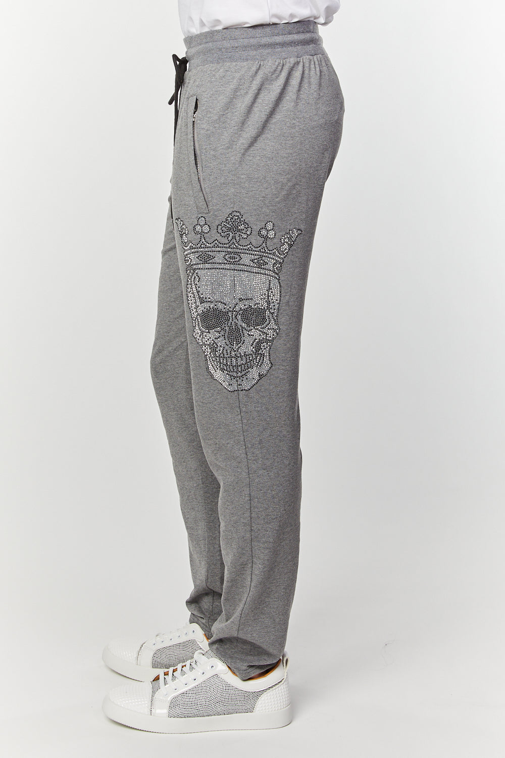 Men's Rhinestones Skull Slim Fit Sweatpants