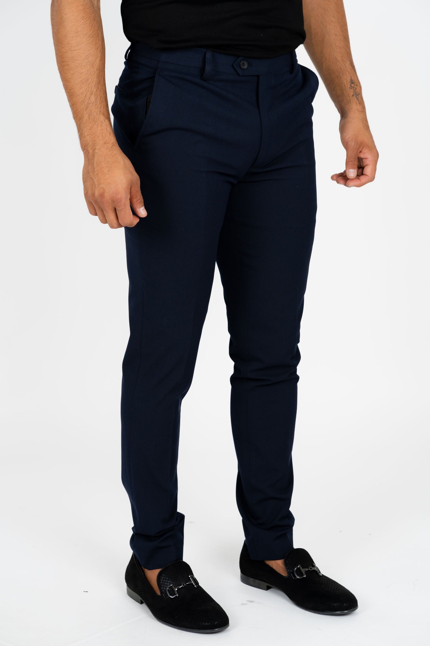 Heath Men's Navy Super Slim Dress Pants