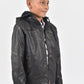 Kid's Black Hooded Washed Biker Jacket with Fur Lining