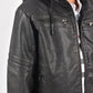 Kid's Black Hooded Washed Biker Jacket with Fur Lining