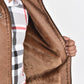 Kid's Camel Hooded Washed Biker Jacket with Fur Lining