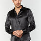 Men's Satin Black Dress Shirt