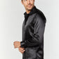 Men's Satin Black Dress Shirt