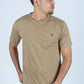 Mens Rooster Chest Embroidery Khaki T-shirt