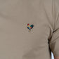 Mens Rooster Chest Embroidery Khaki T-shirt