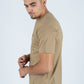 Mens Rooster Chest Embroidery Khaki T-shirt