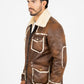 Men's Brown Suede Jacket w/ Faux Shearling-lined