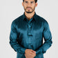 Men's Satin Teal Dress Shirt