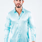 Men's Satin Aqua Dress Shirt