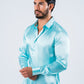 Men's Satin Aqua Dress Shirt