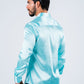 Men's Satin Aqua Dress Shirt