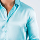 Men's Satin Aqua Dress Shirt
