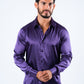 Men's Satin Purple Dress Shirt