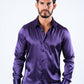 Men's Satin Purple Dress Shirt