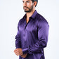 Men's Satin Purple Dress Shirt