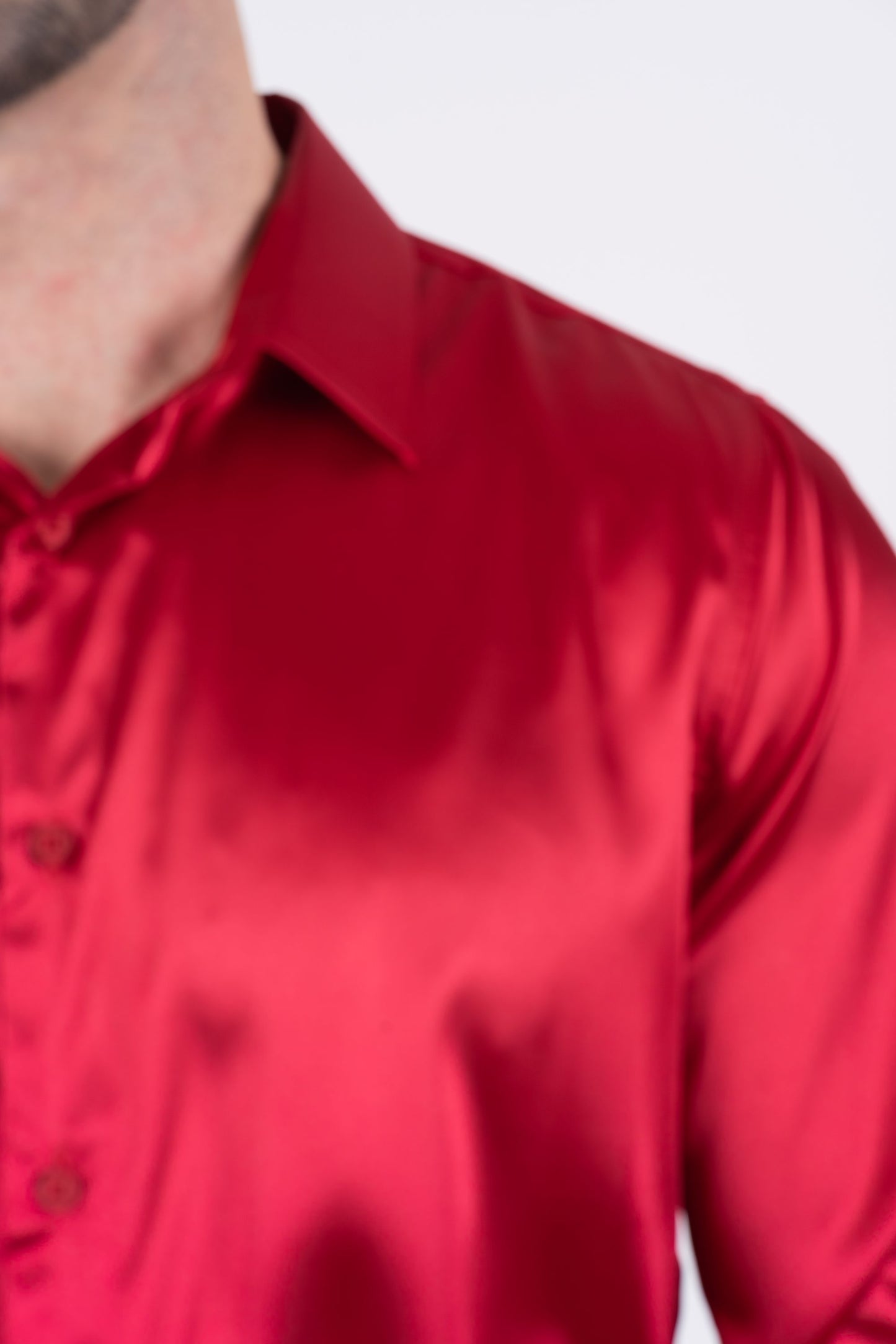Men's Satin Red Dress Shirt
