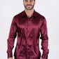 Men's Satin Wine Dress Shirt