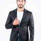 Men's Double Button Black Woven Printed Blazer