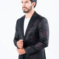 Men's Double Button Black Woven Printed Blazer