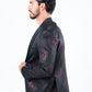 Men's Double Button Black Woven Printed Blazer