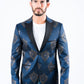 Men's Double Button Navy Woven Printed Blazer