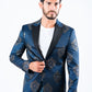 Men's Double Button Navy Woven Printed Blazer