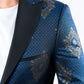 Men's Double Button Navy Woven Printed Blazer