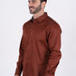 Small Print Satin Cotton/Spandex Long Sleeve Shirt